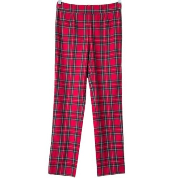 STS Sail to SABLE Pants Women’s Size 0 Red Plaid Multi Skinny Leg Zip Back - Picture 1 of 7